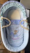 Brand New Boxed Wicker Moses Basket Blue