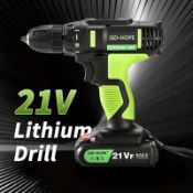 Cordless Drill/ Driver 21V Kit, Lithium Battery Rechargeable Power Drill, Lightweight, With Charg...