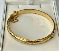 Fabulous Ornate Rolled Gold 9ct Hinged Bangle Bracelet