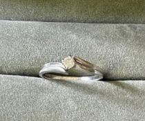18ct White Gold Diamond Solitaire Twist Ring