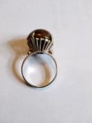Vintage Scottish Silver Large Agate Ring