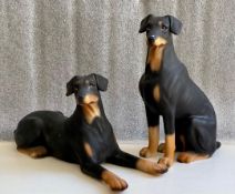 A Lovely Vintage Pair of HHH Doberman Pinscher Figurines