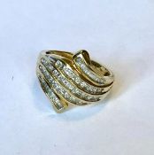 10ct Yellow Gold 5 Row Diamond Ring With Valuation
