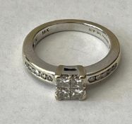 18ct White Gold Square Diamond Ring With Valuation