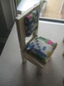 Vintage Dolls House Wooden Table, Settee Chair, and Three Chairs