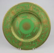 Royal Worcester Gilded Apple Green Cabinet Plate c.1926