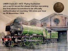 The Flying Scotsman Steam Train 100 MPH 1934 Record Speed Metal Coin Gift Set