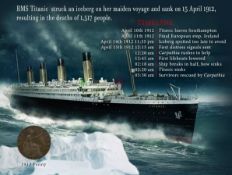 The Sinking of The Titanic 1912 Original Penny Metal Plaque Montage