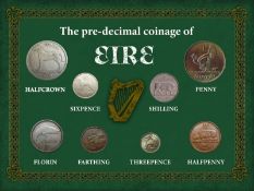 Ireland Eire Irish Vintage Pre-Decimal 1928- 1968 Coin Metal Display Set.