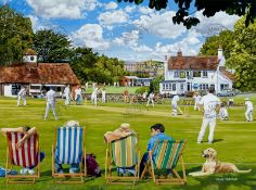 British Summer Rural Village Cricket Match The Locals In Action Metal Wall Art