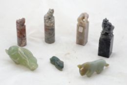 Chinese Carved Jade, Seals and Animals, Antique and Vintage