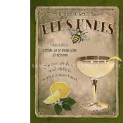 The Bees Knees Classic Cocktail Authentic Recipe Metal Wall Art