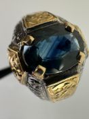 Gold and Silver Ring With Natural Sapphire 2.50ct