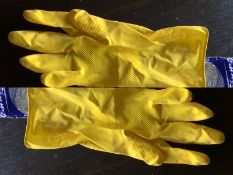 12 Pairs Extra Large Strong Rubber Gloves (Caring Hands) Yellow
