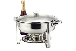 1 x Stainless Steel Round Chafer 4.5 Litre Dish Ideal For Market Stall or Catering Business.