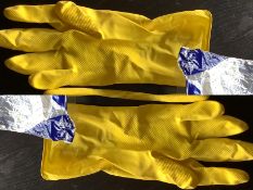 12 Pairs Caring Hands Extra Large Rubber Gloves Yellow