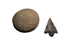Antiquities: Neolithic Stone Arrow Head and Knapping Stone (£7 UK £15 International Post)
