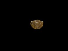 Vintage White Metal Middle Eastern Ring Size S. (£6 UK Post, £14 International)