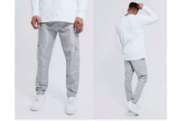 Brand New BooHoo Men's Grey Skinny Fit Shell Cargo Trousers Size S