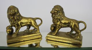 Pair of Vintage Bronze Lion Paperweights