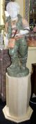 Fine Marble Sculpture of Child Grape Seller Figure On Pedestal