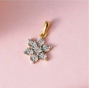 NEW! Diamond Floral Pendant in 18K Vermeil Yellow Gold Overlay Sterling Silver