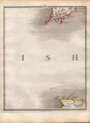 Isle of Man South Douglas, Port Erin John Cary’s Antique George III 1794 Map.