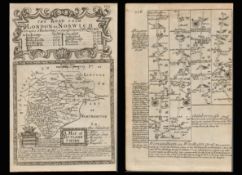 Bowen 290 Years Old Detailed Road Map London-Norwich Puckeridge, Newmarket.