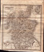 Scotland 200 Years Old King George IV Antique Detailed 1822 Map.