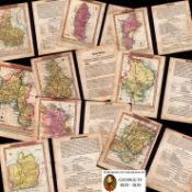 Job lot 16 Engraved Hand Coloured c1819 George IV Antique Maps & Text.