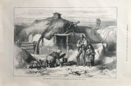 Irish Bog Trotters Cottage Ballintober Roscommon 1879 Antique Print.