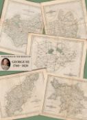 Job Lot John Cary’s 1787 Antique Hand Coloured 235 Years-Old Maps.