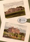 Norfolk 150 Years-Old 2 Stunning Gilt-Edge Coloured Victorian Antique Book Plates.