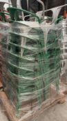 28 x Green Torex Metal Armed Chairs 4 x Silver
