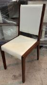 20 x Brompton Solid Wood Chairs Walnut finish with a light cream piped leather upholstery