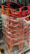 30 x Orange Torex Metal Armed Chairs 2 x Red