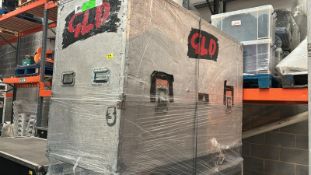 Large Flight Case including 4 Seater Modula Leather Sofa in Green