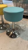 Set of 6 Button Low - High Bar Stools - good clean condition - Light Blue