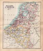 Holland & Belgium Area Double Sided 126 Years-Old Antique 1896 Map.