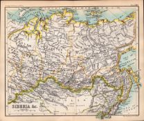 Siberia Area Double Sided Victorian 126 Years-Old Antique 1896 Map.
