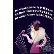 Wine Is Wisdom Art Deco Funny Retro Large Metal Wall Art