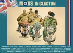 Mod Teenagers On Tour In Clacton Nostalgic Scene 1960's Metal Wall Art