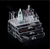 Cosmetic Organizer Clear Acrylic Makeup 3 Drawers Holder Case Box Jewellery Storage LX-8254