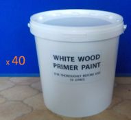 40 x 10 litres white wood primer paint in tamper evident tubs