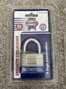 5 x Quality faithful tools padlock 32 mm brass padlock ideal for market stall, car boot & DIY sho...