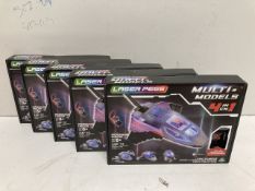 5 x Laser Pegs Multi-Models 4 In 1 Microhawk Faucon