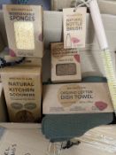Box Containing 9 Packs of Zero Waste Club Dish Washing Collections and Selection of Bamboo Spoons