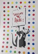 Banksy (b1974) Banksy Rat & Damien Hirst Spots by Death NYC, Signed, COA, Gold Seal Sticker, 2022
