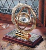 The Mariners Compass 24k Gold Plated Ornate Three-Ringed Gimbaled The Noble Collection New Boxed