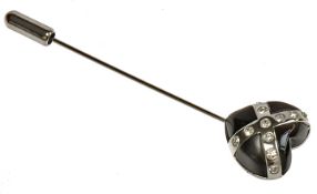 Onyx and Crystal Heart Stick Pin - Unboxed x 5